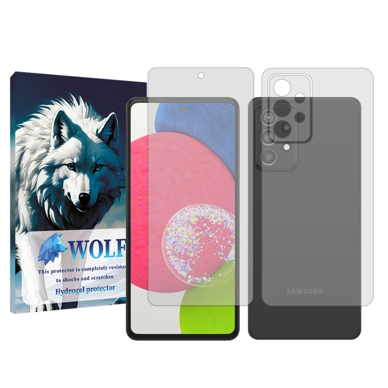 محافظ صفحه نمایش شفاف ولف مناسب برای گوشی موبایل سامسونگ Galaxy A52s به همراه محافظ پشت گوشی