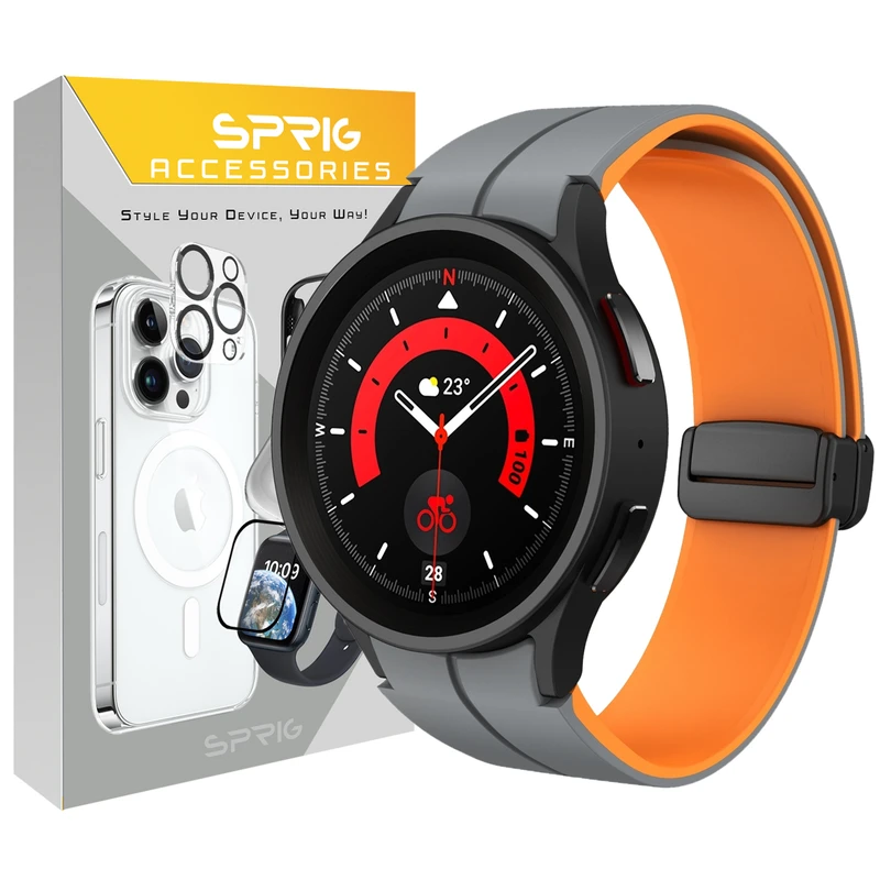بند اسپریگ مدل Silicone MAG ORG DualC مناسب برای ساعت هوشمند سامسونگ Galaxy Watch 6 classic 43mm / 47mm