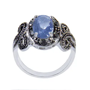 انگشتر نقره زنانه بازرگانی میلادی مدل کوارتز کد AW_116