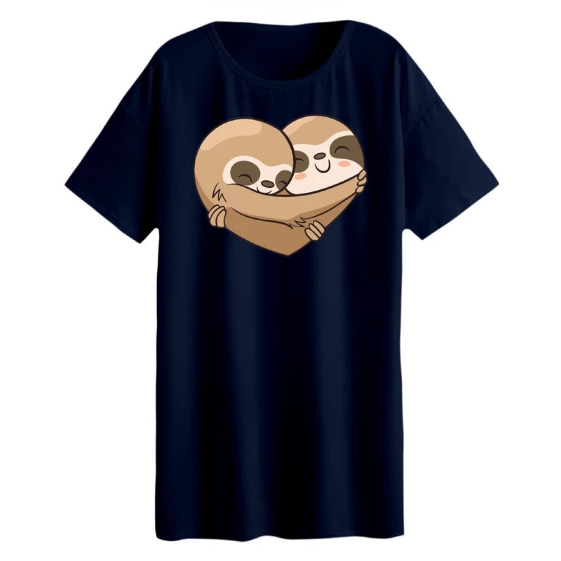 تی شرت لانگ زنانه مدل دوستان تنبل 