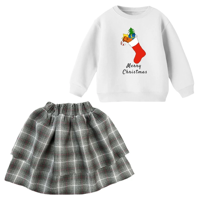 ست سویشرت و دامن دخترانه مدل پنگوئن کریسمس کد 4