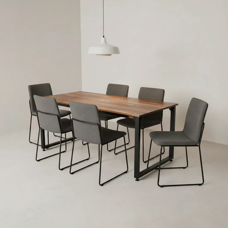 میز ناهارخوری شش نفره دیزم مدل مونتاژی LNC_asm_160×90_BRN