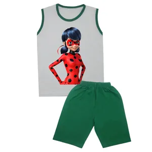 ست تاپ و شلوارک بچگانه مدل دخترکفشدوزکی کد STb4115