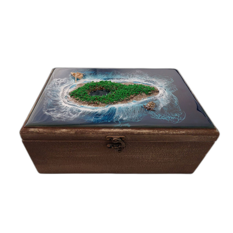 جعبه دمنوش چوبی مدل جزیره کد 069