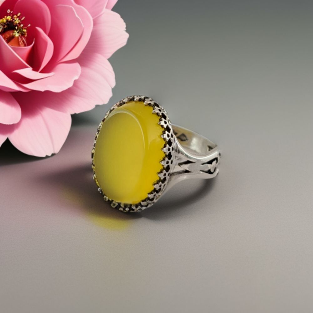 انگشتر نقره مردانه ملک زیور مدل عقیق طرح سر نیزه کد 312 -  - 5