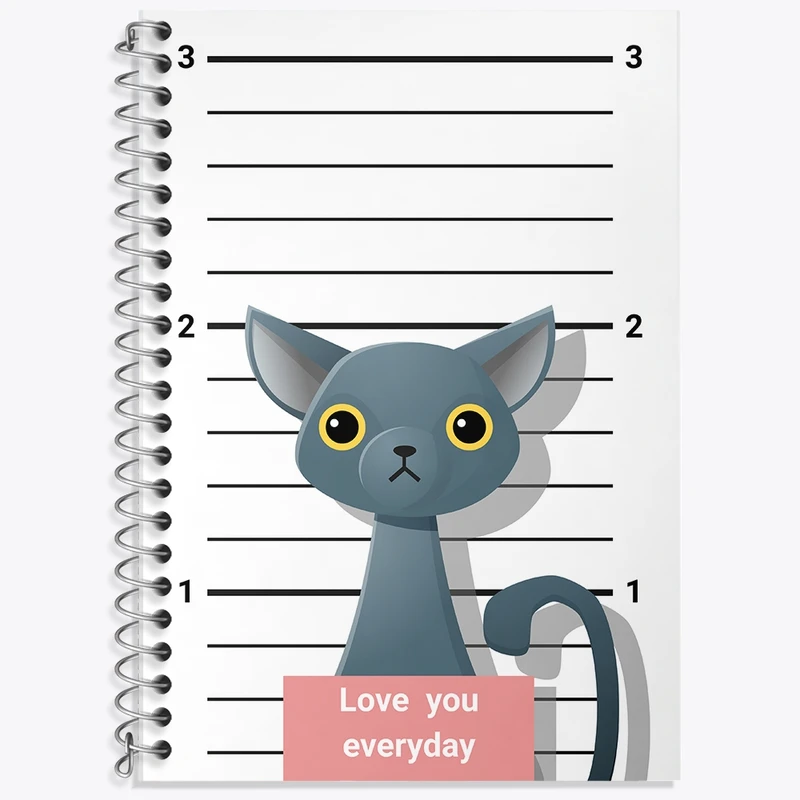 دفتر زبان 50 برگ خندالو مدل سه خط طرح گربه (Cat) کد F2275