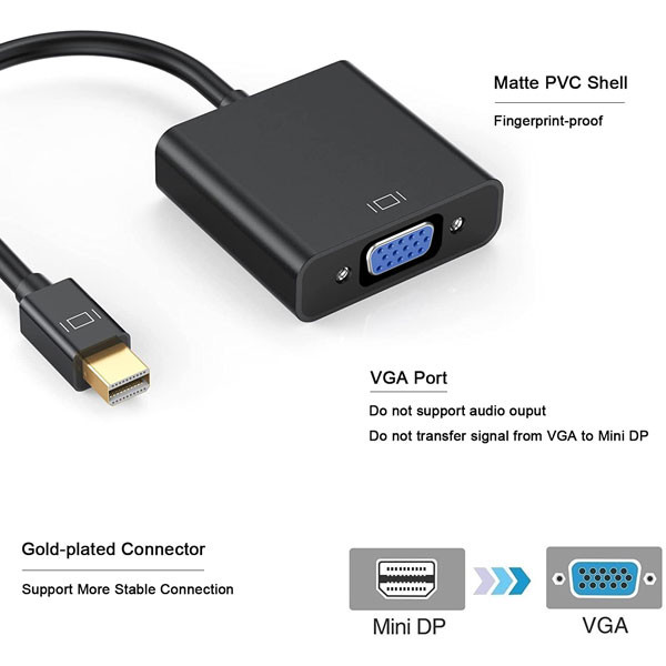 مبدل Mini Display Port به VGA تی سی تراست مدل TC-MDP2V