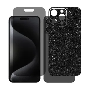 Glass Together model privacy screen protector suitable for Apple iPhone 15 Pro Max mobile phone with cover sticker on the back of the phone