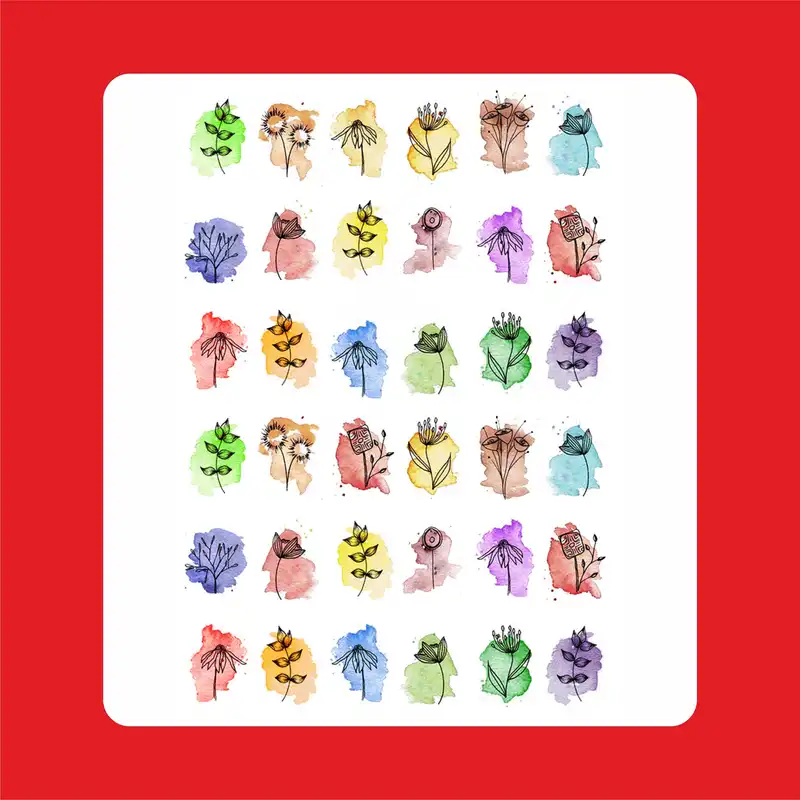 استیکر طراحی ناخن طرح گل آبرنگی مدل 02