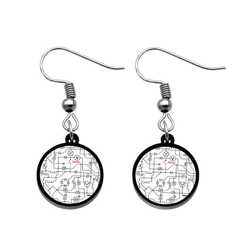 گوشواره زنانه ناکسیگو مدل شب تاب طرح مدار الکتریکی کد ES8082