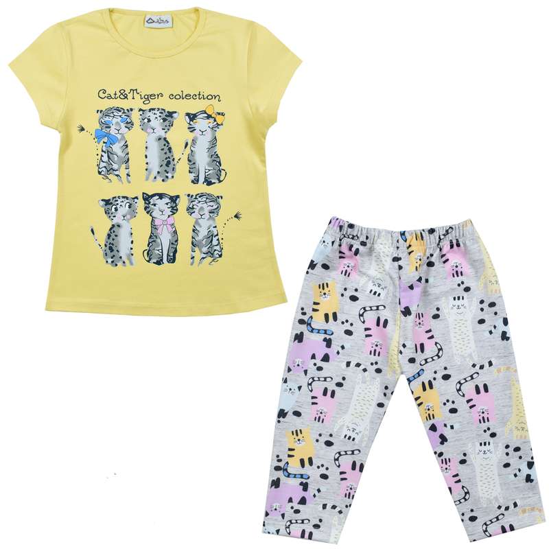 ست تی شرت و شلوارک دخترانه نیروان مدل 2142 -4