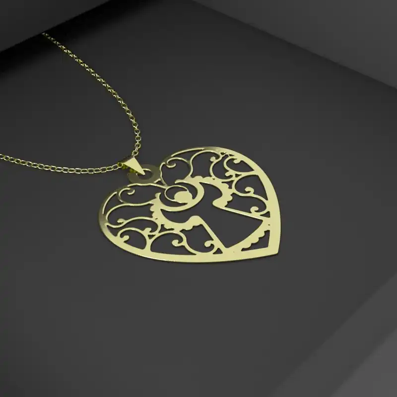 گردنبند طلا 18 عیار زنانه مدوپد مدل قلب  کد GBA10089 به همراه باکس گل رز جاویدان