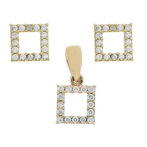 نیم ست طلا 18 عیار زنانه قیراط طرح مربع کد GH4415