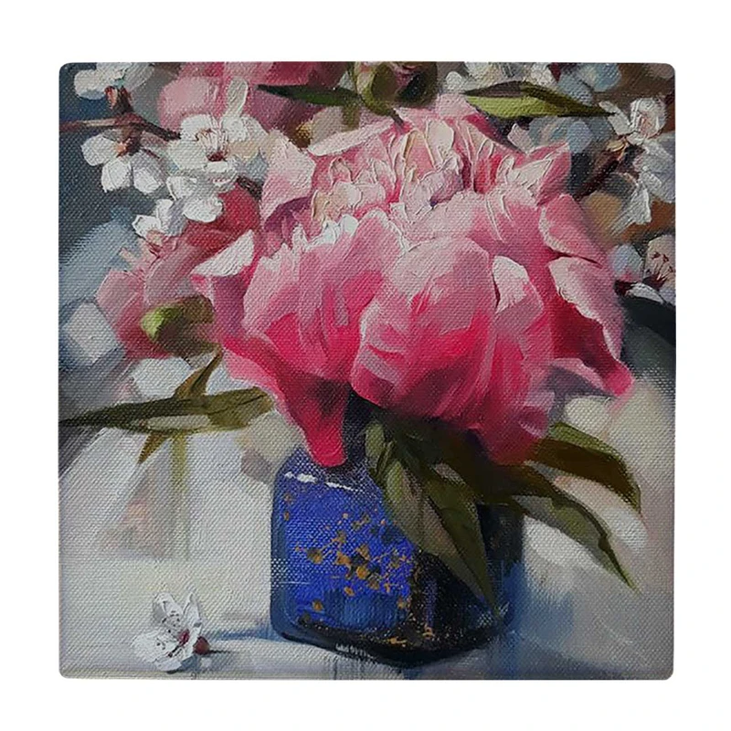 زیر لیوانی  طرح نقاشی گلدان گل کد    6087111_5171