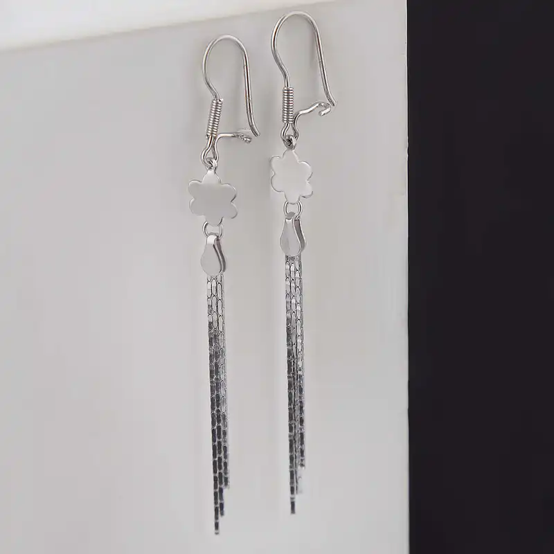 گوشواره نقره زنانه بازرگانی میلادی مدل آبکاری رادیوم کد GZN_367