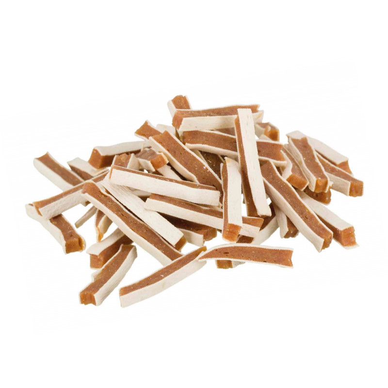 تشویقی سگ تریکسی مدل Fish rabbit strips با طعم گوشت خرگوش وزن 100 گرم