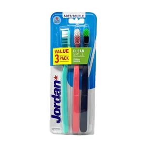 مسواک جردن مدل Clean Smile با برس نرم بسته 3 عددی