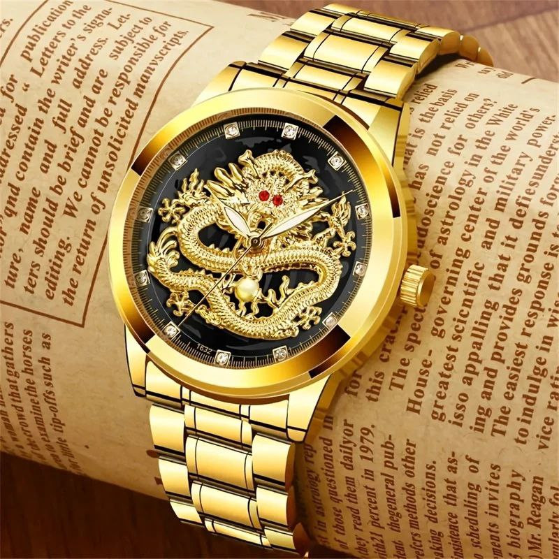 ساعت مچی عقربه‌ای مردانه مدل دراگون اژدها