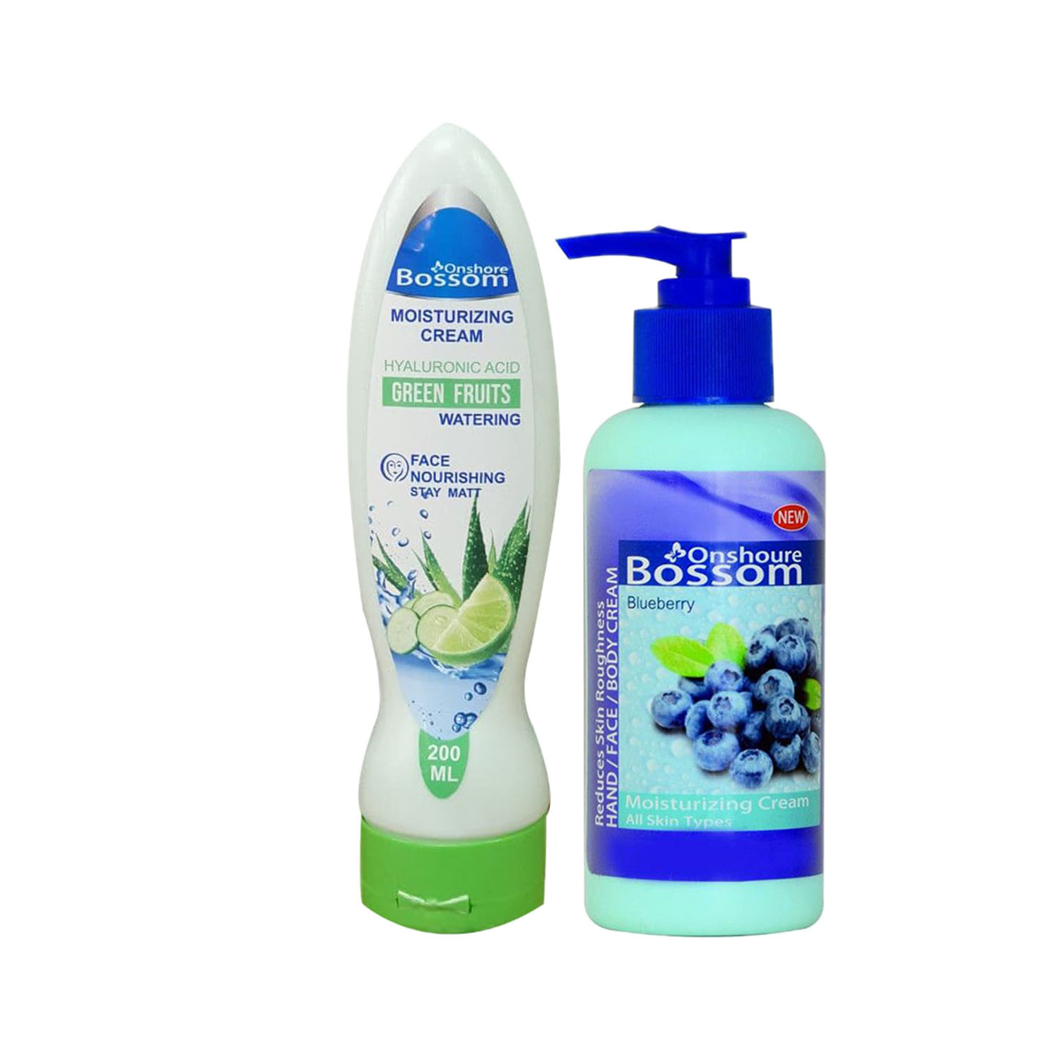 کرم آبرسان انشور بوسوم مدل بلوبری حجم 250 میلی لیتر به همراه کرم مرطوب کننده مدل میوه های سبز حجم 200 میلی لیتر