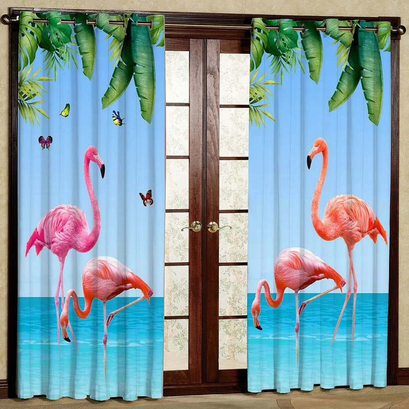  پرده بارمان دکور طرح فلامینگو مدل هازان پانچی کد 5100 W سایز 140x280 سانتی متر