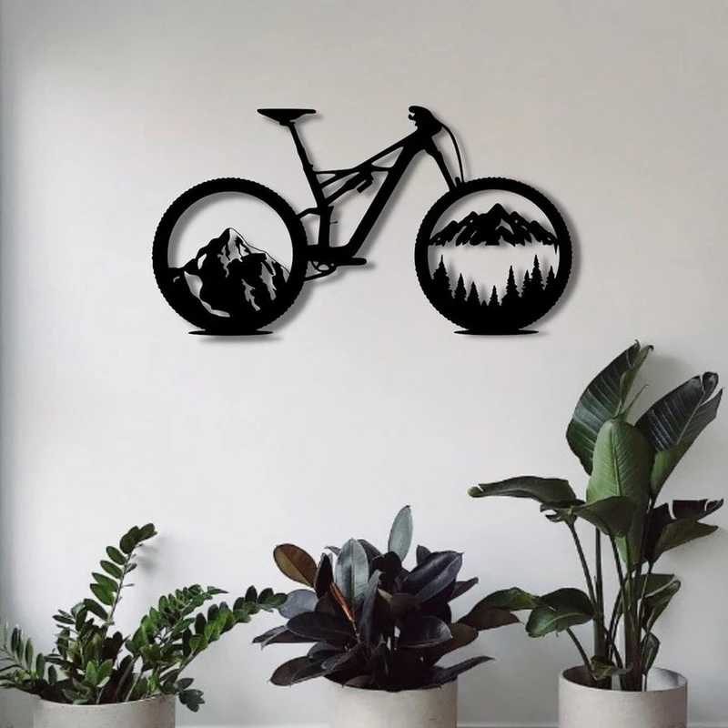 استیکر مدل چوبی طرح دوچرخه طبیعت کوه کد B16