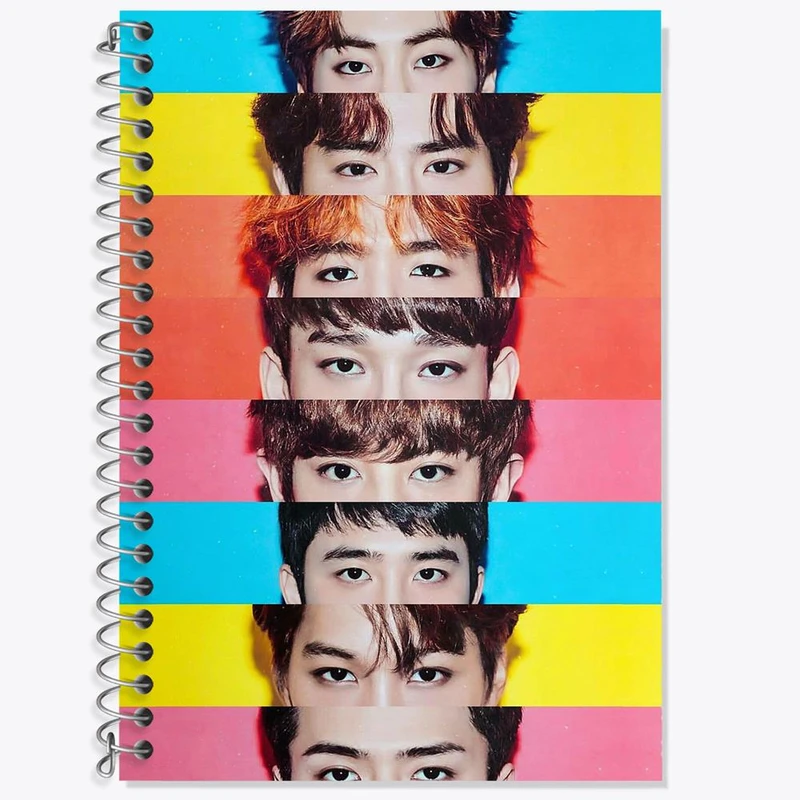 دفتر زبان 50 برگ خندالو مدل دو خط طرح گروه موسیقی اکسو EXO کد 2844