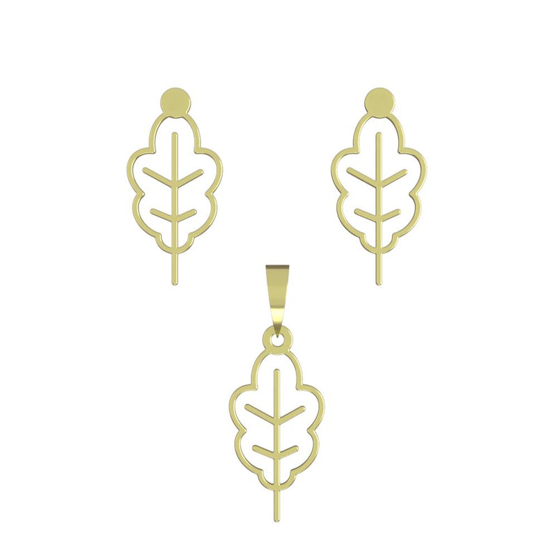 نیم ست طلا 18 عیار زنانه مدوپد مدل برگ کد NA15902