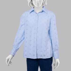 شومیز آستین بلند زنانه رخت پارسی مدل 107 رنگ آبی