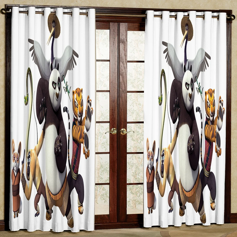  پرده مدل پاندای کونگ فو کار مخمل پانچی کد 931 سایز 140x280 سانتی متر