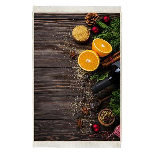 فرش ماشینی هانوکس مدل مدرن طرح چوب و پرتقال کد AHC-888-1