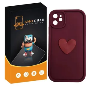 کاور عمو قاب مدل سیلیکونی سولید طرح قلب مناسب برای گوشی موبایل اپل  iPhone 12
