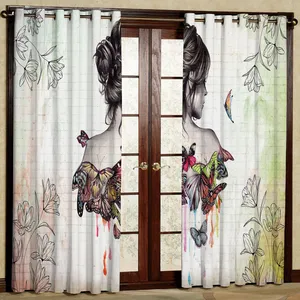 پرده مدل دختر هازان پانچی کد 2329 سایز 140x200 سانتی متر