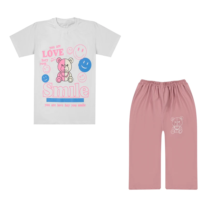 ست تی شرت آستین کوتاه و شلوارک دخترانه مدل love