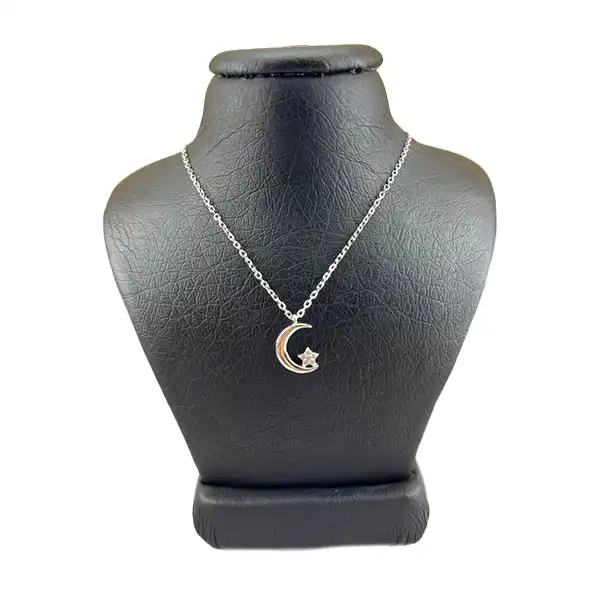 گردنبند نقره زنانه مدل ماه و ستاره ظریف کد 5445102