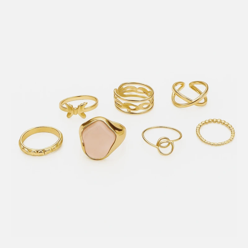 انگشتر زنانه مدل آبنباتی کد 07 مجموعه 7 عددی