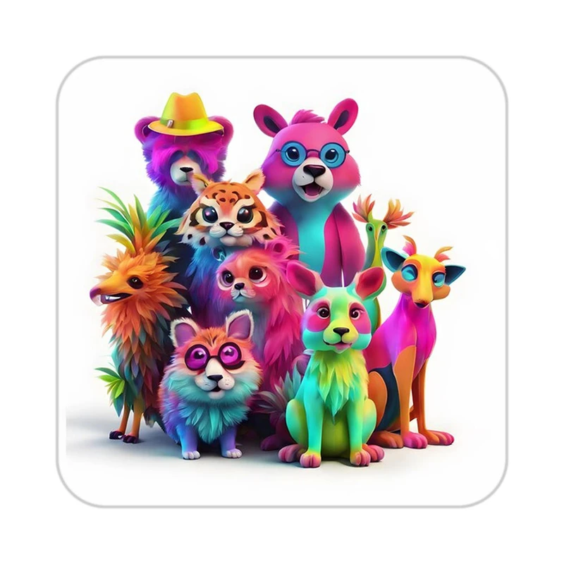 زیر لیوانی کاکتی طرح حیوانات رنگی مدل mp25203