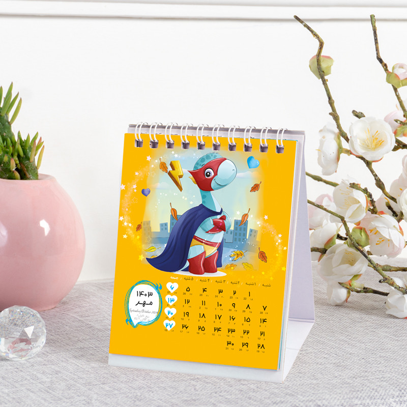 تقویم رومیزی سال 1403 طرح دایناسور فانتزی مدل خلبان تقویم رومیزی سال 1403 طرح دایناسور فانتزی مدل خلبان