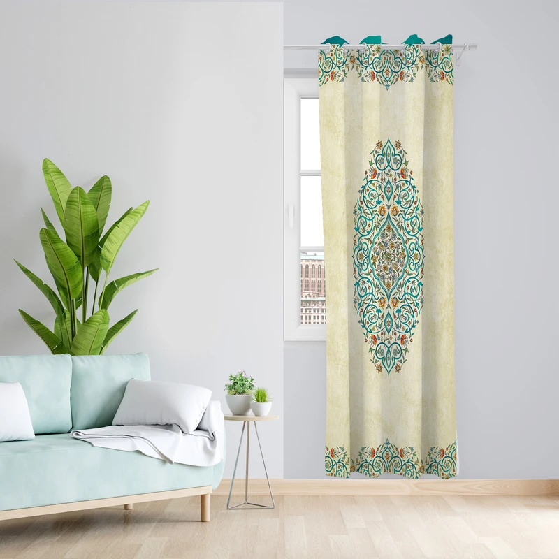 پرده طرح سنتی مدل مخمل پانچی کد L 1102L Z سایز 140x200 سانتی متر