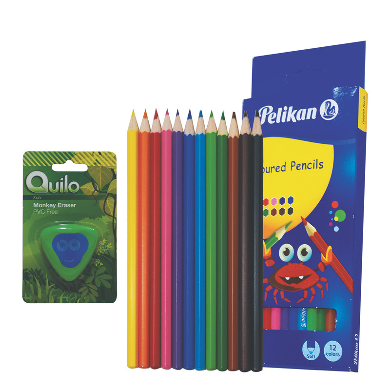 مداد رنگی 12 رنگ کد 2 به همراه پاک کن