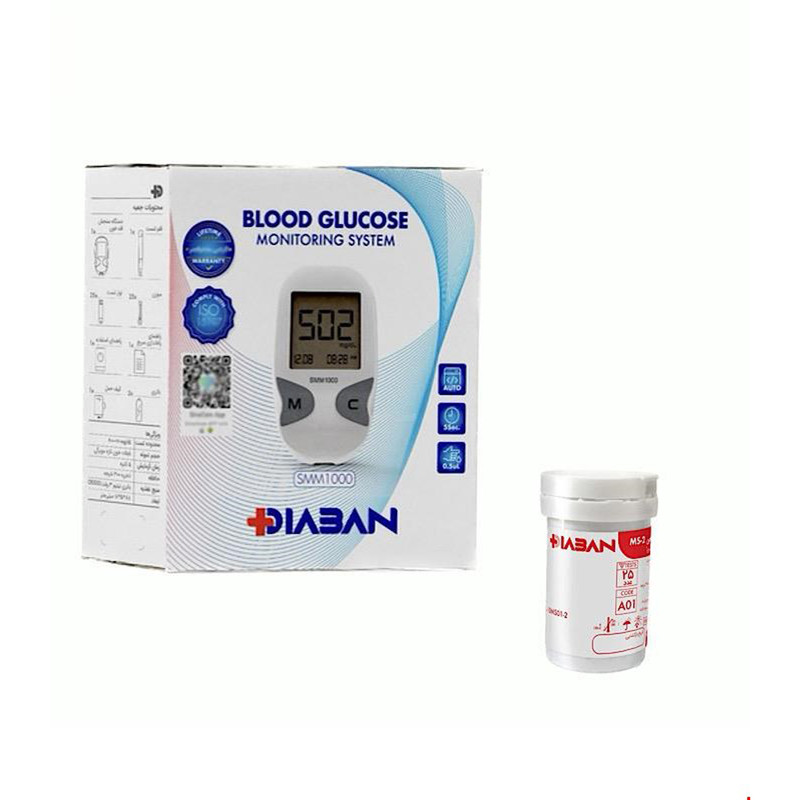 دستگاه تست قند خون دیابان مدل SMM 1000 به همراه نوار تست قند خون بسته 25 عددی