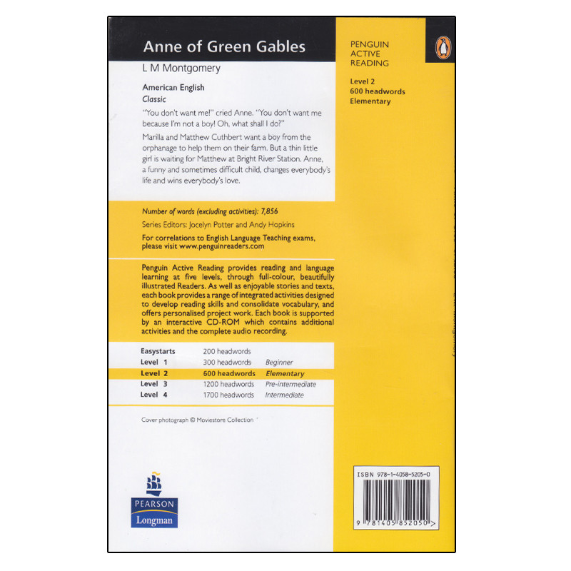 کتاب Penguin Active Reading Level 2 Anne Of Green Gables اثر L M Montgomery انتشارات الوندپویان