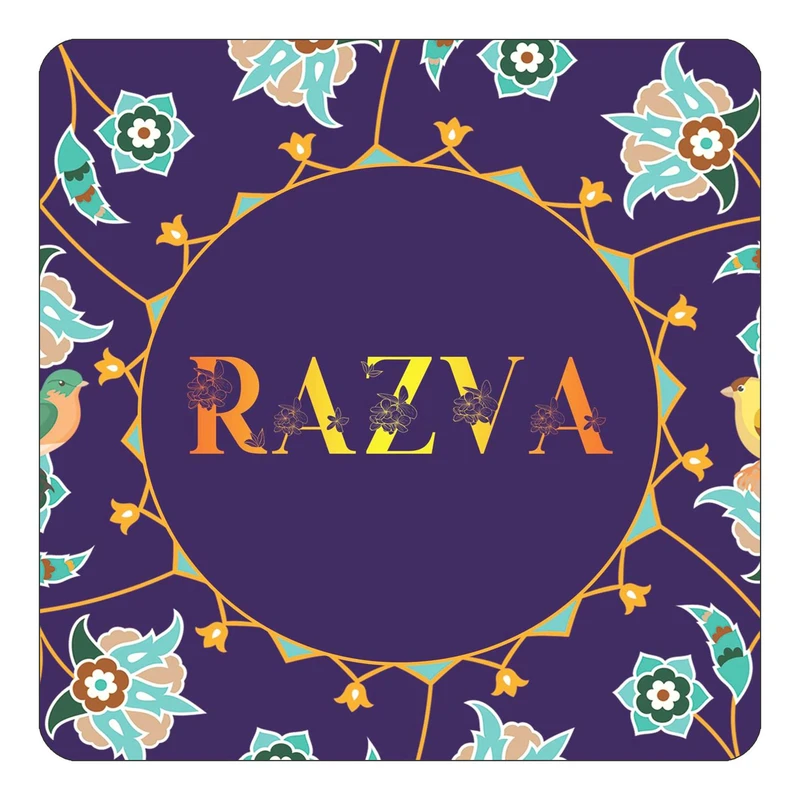 مگنت کاکتی طرح اسم رضوا razva مدل گل و بلبل کد mg17128