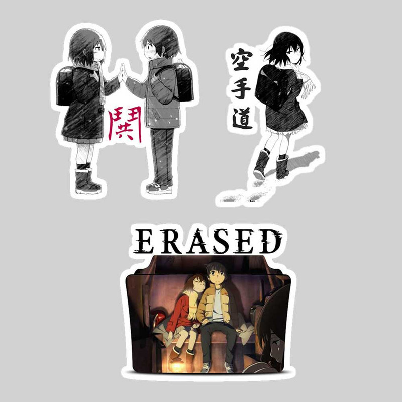 استیکر لپ تاپ پیکسل میکسل مدل انیمه erased مجموعه 3 عددی