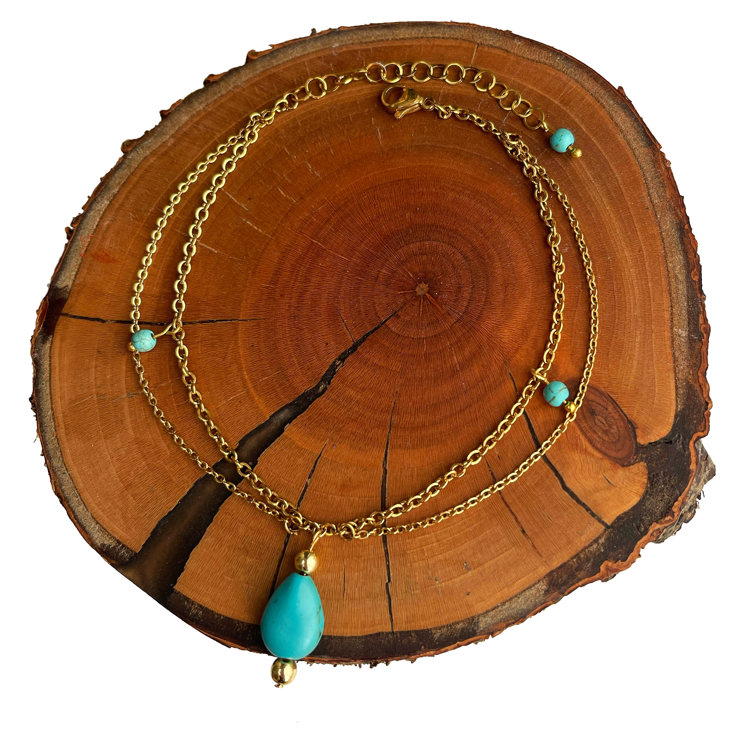 پابند زنانه دل تافته مدل استیل فیروزه کد Del_A28