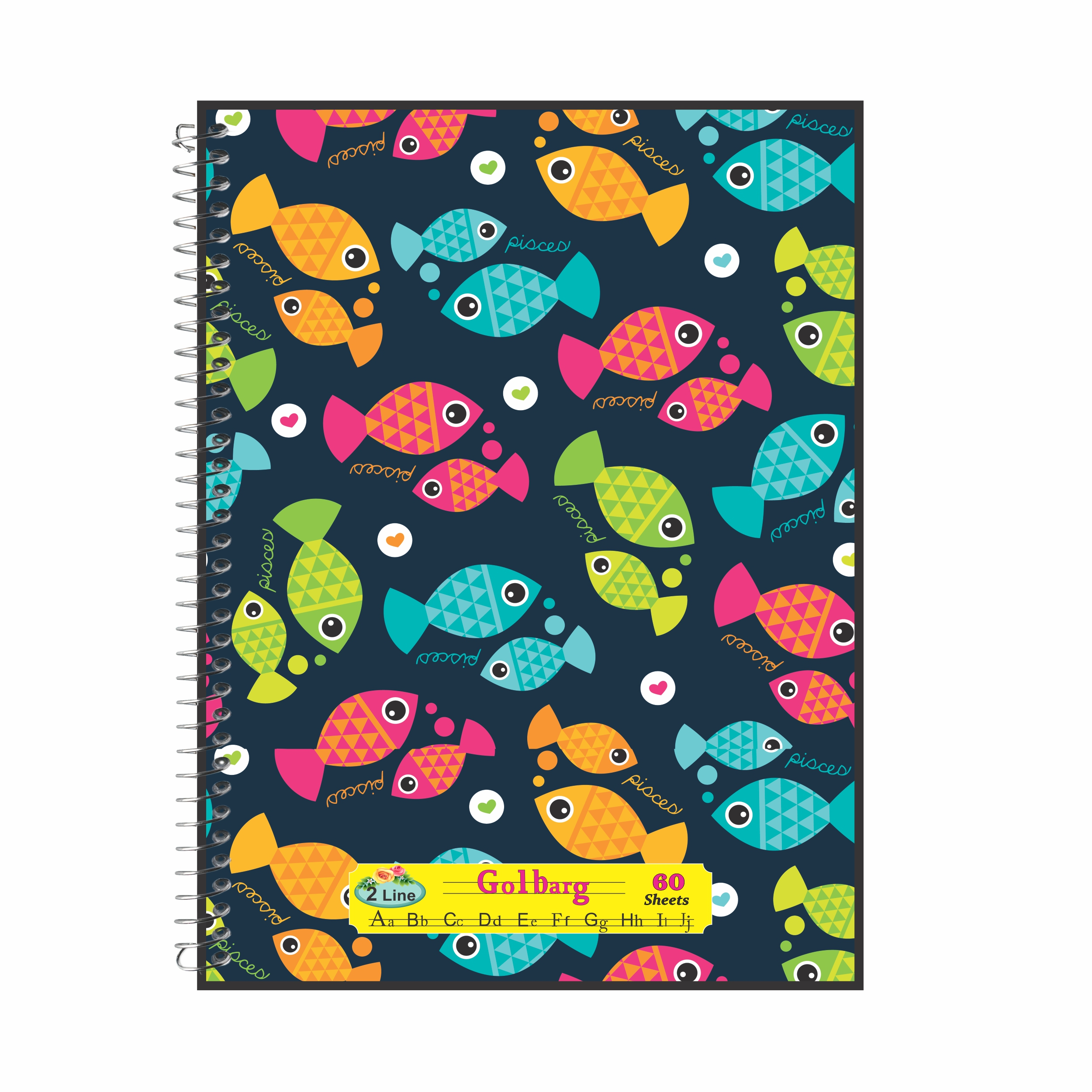 دفتر زبان 60 برگ گلبرگ طرح ماهی رنگی کد 591