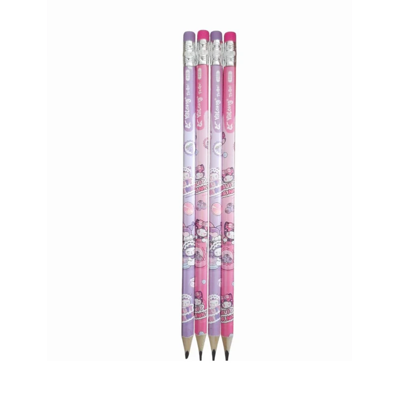 مداد مشکی یالونگ مدل سه گوش طرح کرومی اسموتی کد mn11 بسته 4 عددی