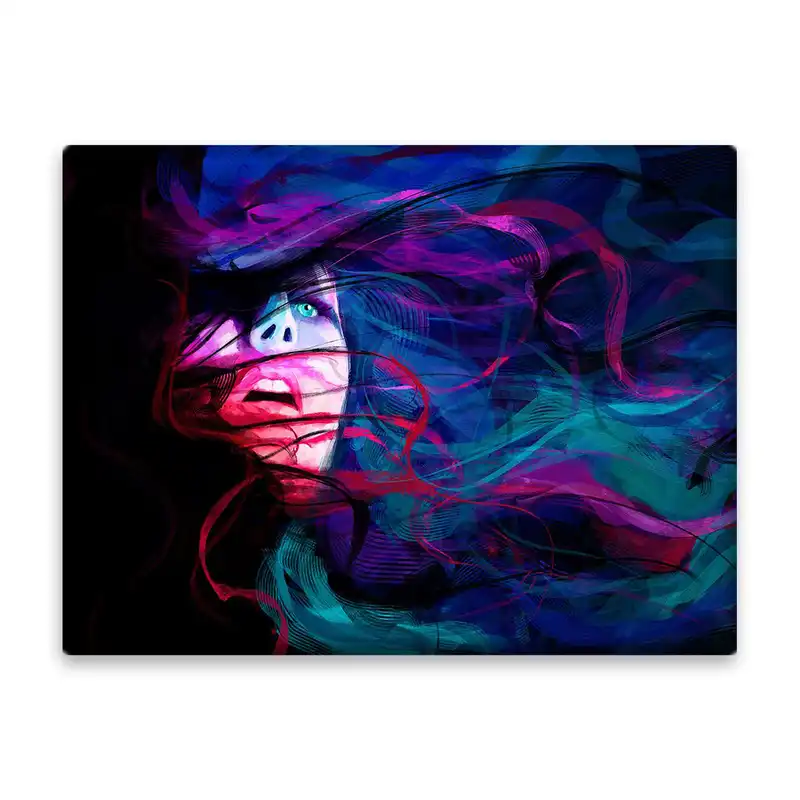 کاشی اطلس آبی طرح انتزاعی چهره دختر مدل T1241