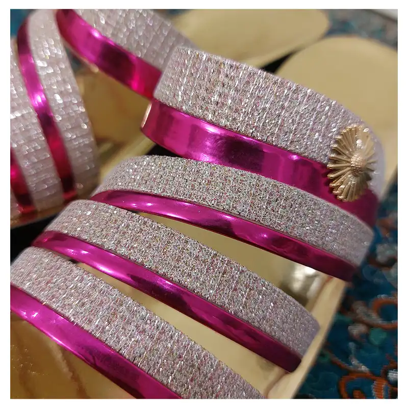 صندل زنانه مدل شاین لژدار کد AS1491 رنگ صورتی