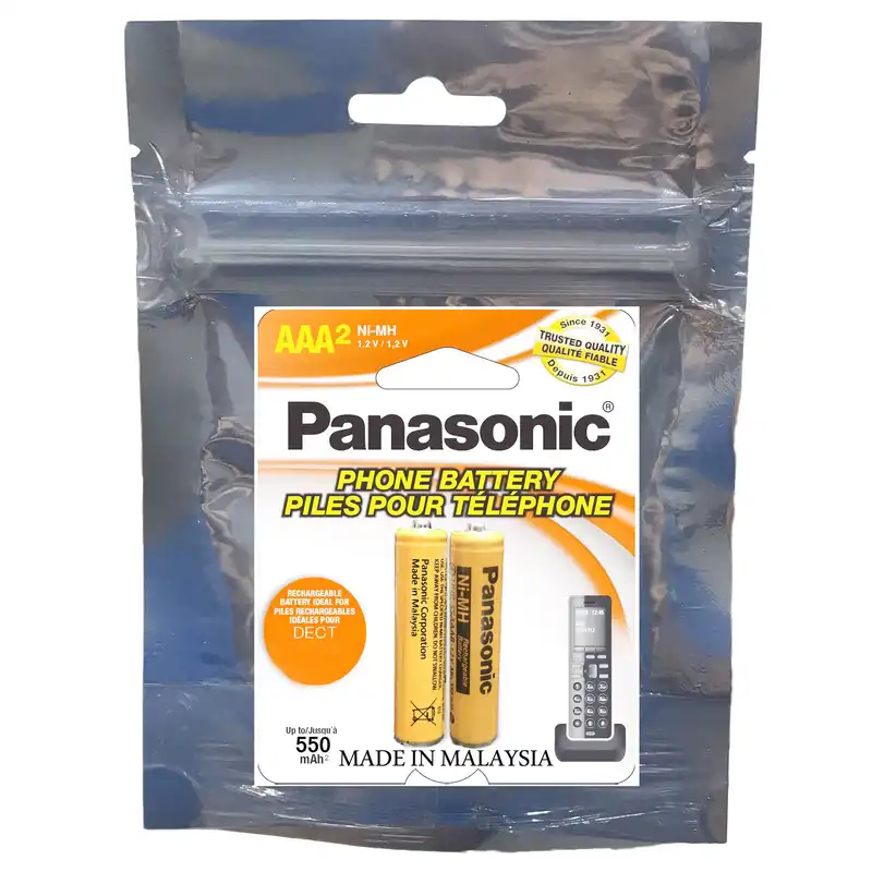 باتری نیم قلمی قابل شارژ تلفن بی سیم پاناسونیک مدل Ni-MH/HHR-55AAAB بسته دو عددی