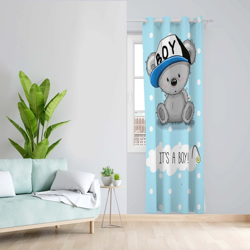 پرده طرح کودک مدل مخمل پانچی کد 5065L z سایز 140x200 سانتی متر